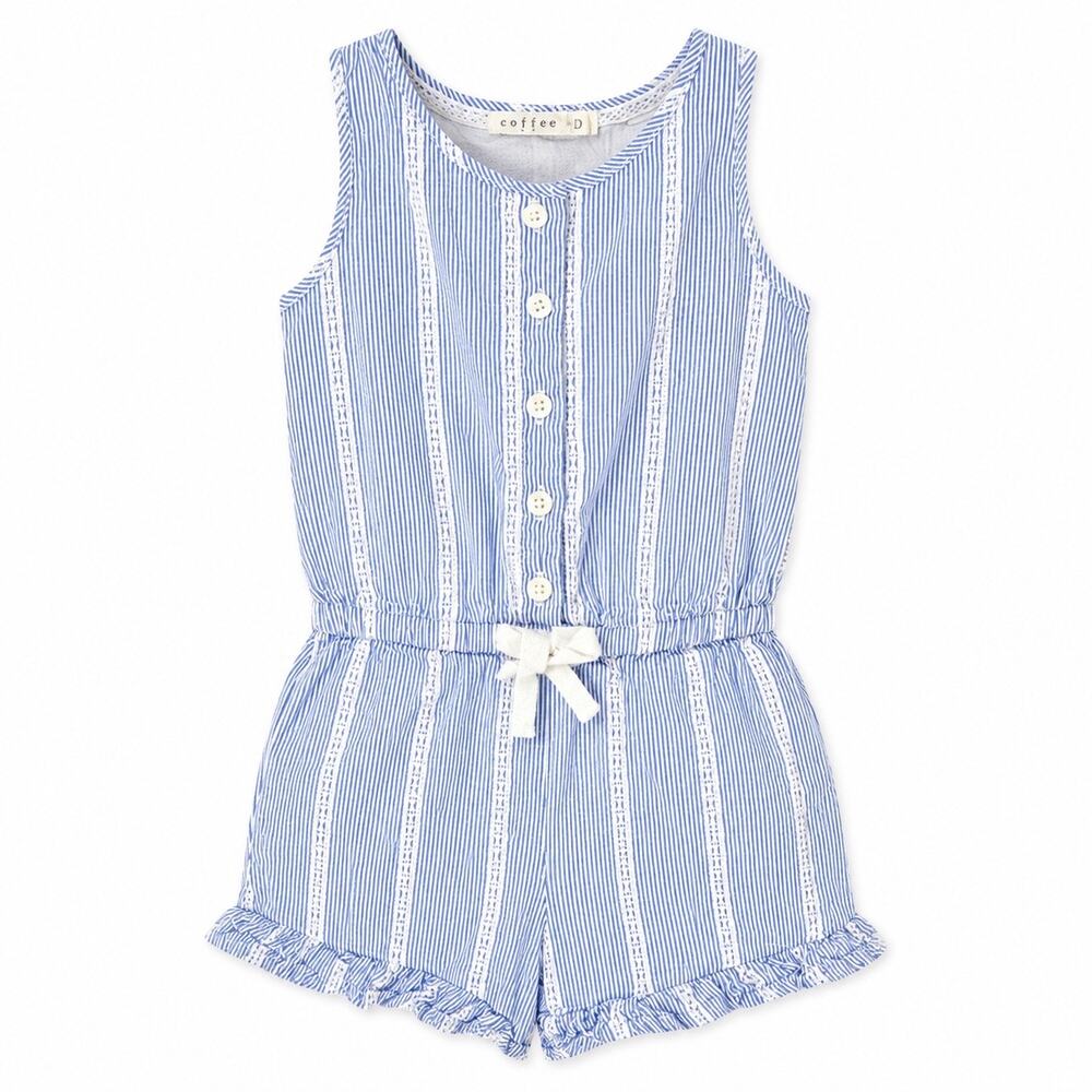 Copper Key Blue Striped Kids Romper girls size 4 EUC Summer